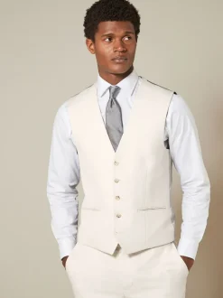 Ecru Textured Suit Waistcoat