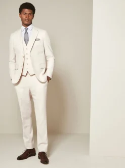 Ecru Textured Suit Waistcoat