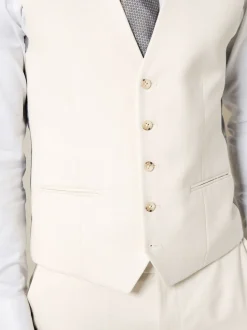 Ecru Textured Suit Waistcoat