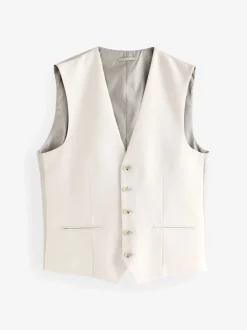 Ecru Textured Suit Waistcoat