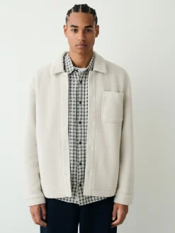 Ecru White Fleece Shacket