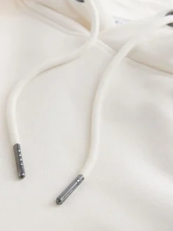 Ecru White Graphic Print Hoodie
