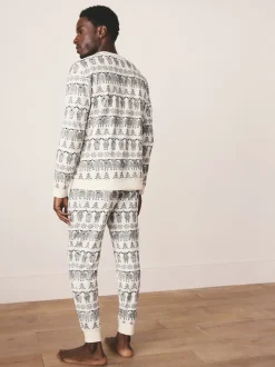 Ecru White Matching Family Christmas Fairisle Pattern Hamish the Highland Cow Pyjamas