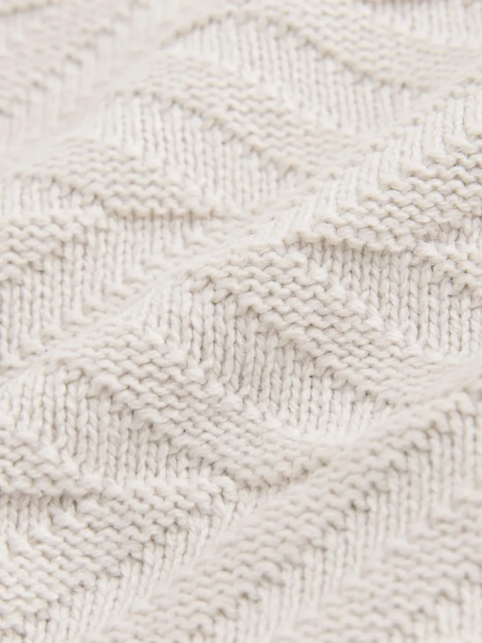 Ecru White Regular Fit Cotton Rich Chevron Cable Crew Neck Jumper