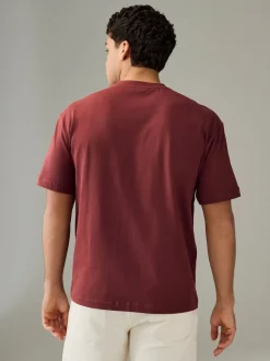 Ecru White/Green/Rust Red Relaxed Fit Heavyweight T-Shirts 3 Pack