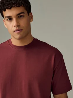 Ecru White/Green/Rust Red Relaxed Fit Heavyweight T-Shirts 3 Pack