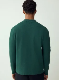 Emerald Green N.Premium Regular Fit Premium Feel Mid Weight Zip Through Collared Cardigan