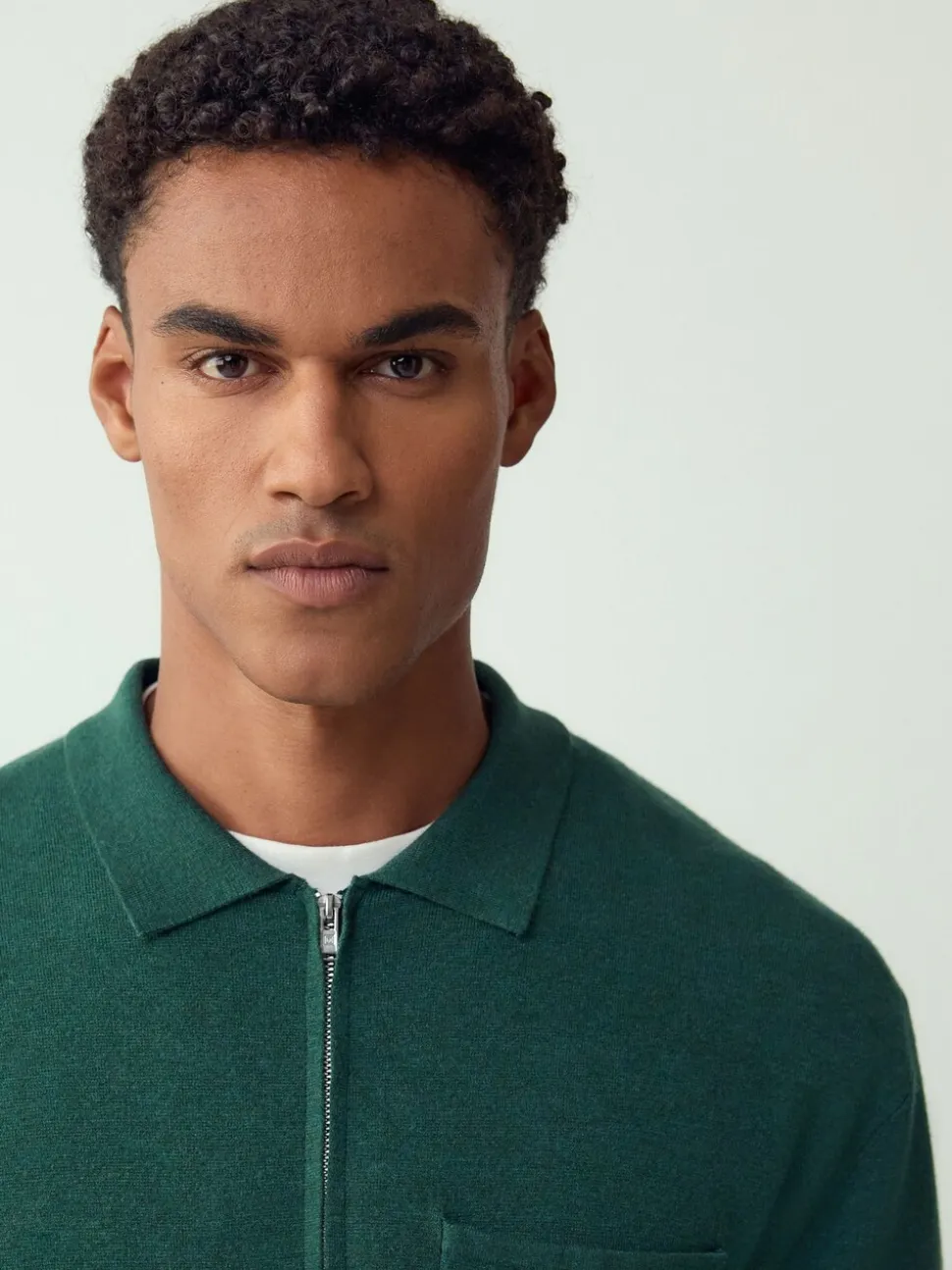 Emerald Green N.Premium Regular Fit Premium Feel Mid Weight Zip Through Collared Cardigan
