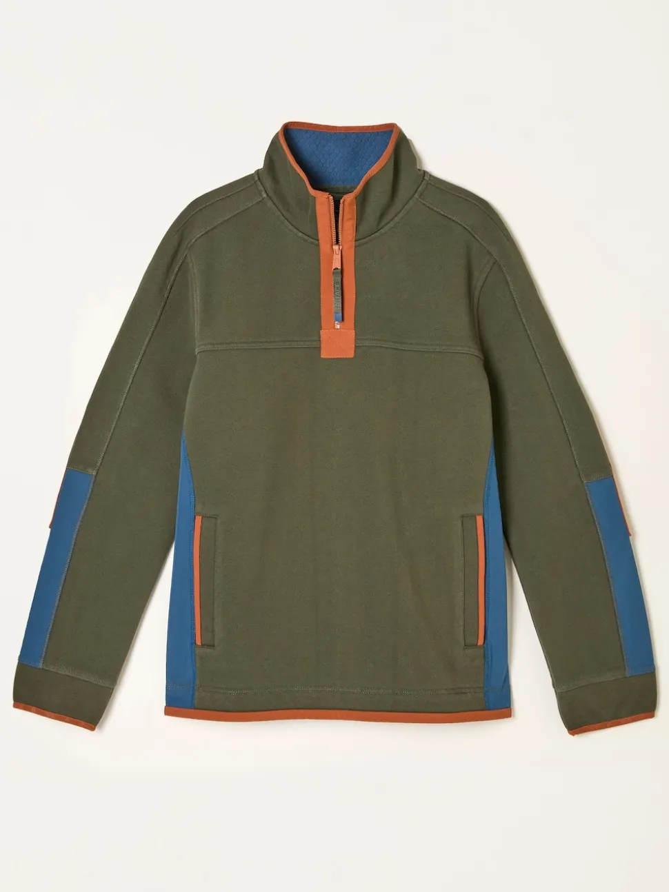 FatFace Airlie Khaki Green Hybrid Half Zip Sweat