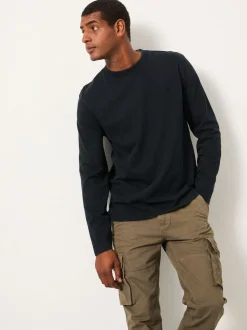 FatFace Alton Black Long Sleeve Heavyweight Relaxed Fit T-Shirt