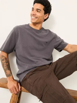 FatFace Alton Charcoal Grey Heavyweight Relaxed Fit T-Shirt