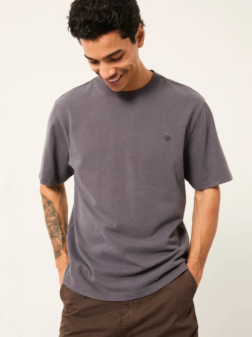 FatFace Alton Charcoal Grey Heavyweight Relaxed Fit T-Shirt