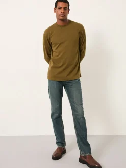 FatFace Alton Khaki Green Long Sleeve Heavyweight Relaxed Fit T-Shirt
