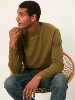 FatFace Alton Khaki Green Long Sleeve Heavyweight Relaxed Fit T-Shirt