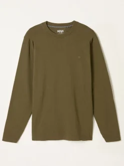 FatFace Alton Khaki Green Long Sleeve Heavyweight Relaxed Fit T-Shirt