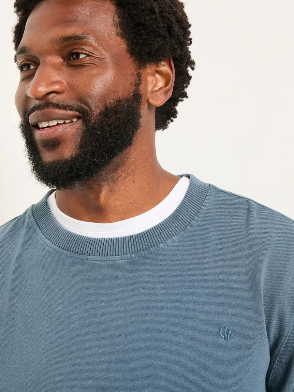 FatFace Alton Mid Blue Long Sleeve Heavyweight Relaxed Fit T-Shirt