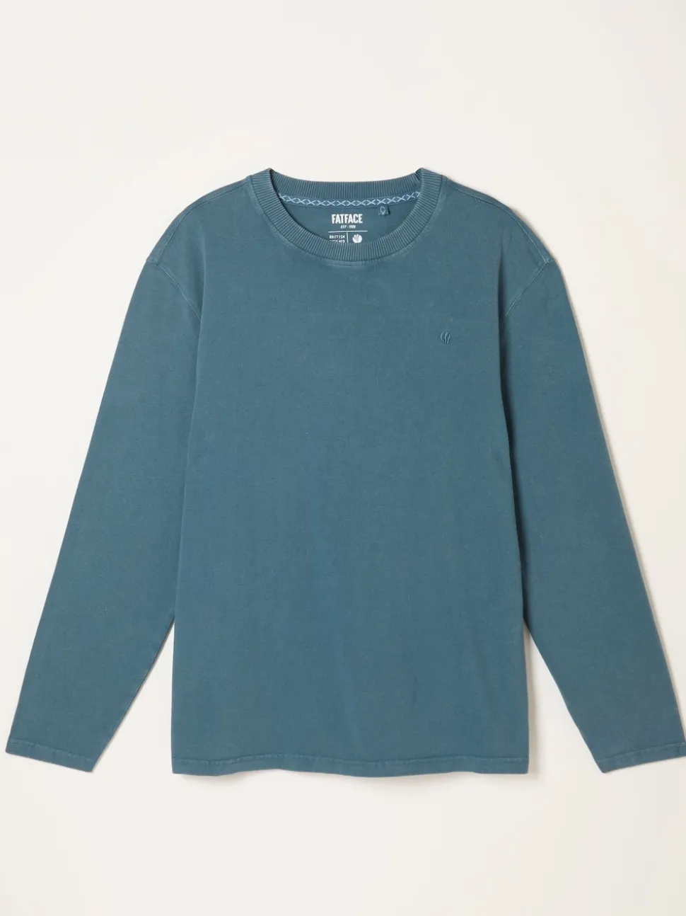 FatFace Alton Mid Blue Long Sleeve Heavyweight Relaxed Fit T-Shirt