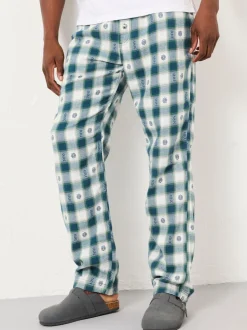 FatFace Arkle Dark Teal Blue Jacquard Check Pyjama Bottoms
