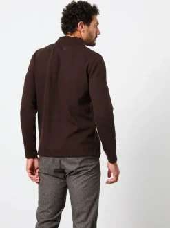 FatFace Ayr Chocolate Brown Long Sleeve Ribbed Polo