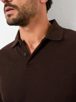 FatFace Ayr Chocolate Brown Long Sleeve Ribbed Polo