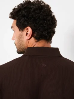 FatFace Ayr Chocolate Brown Long Sleeve Ribbed Polo