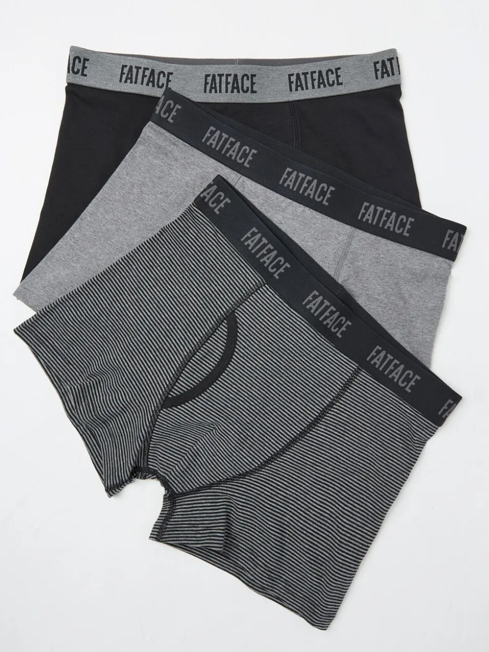 FatFace Black & Grey Classic Boxers 3 Pack