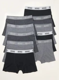 FatFace Black 10 Pairs of Plain Boxers