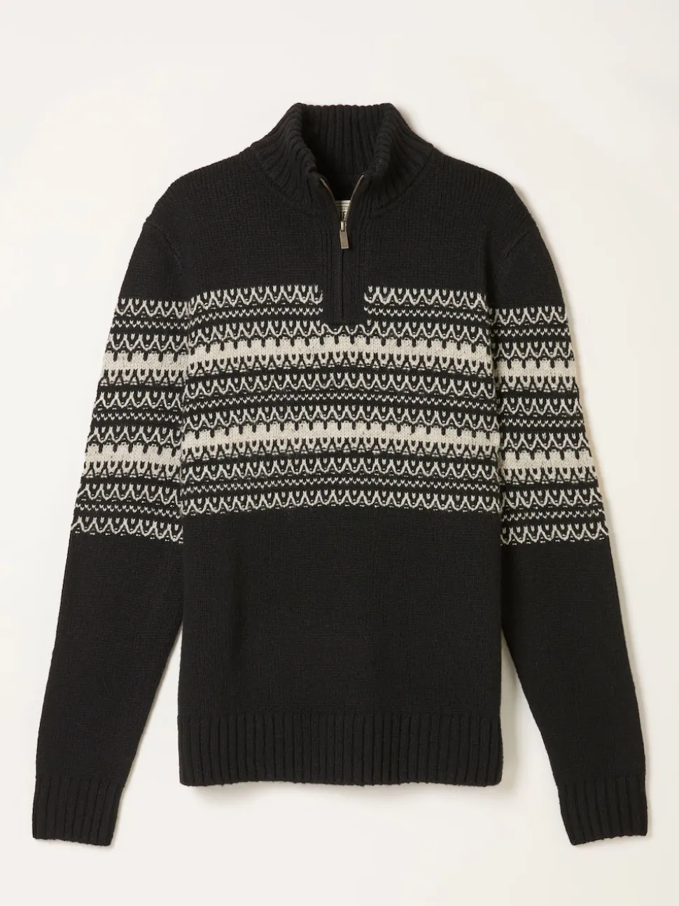 FatFace Black Fairisle Knitted Half Neck Jumper