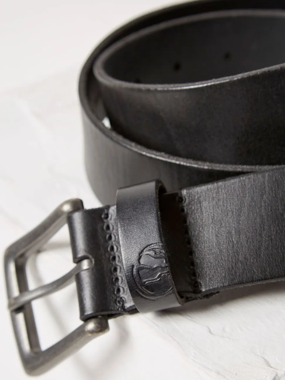 FatFace Black Italian Leather Belt