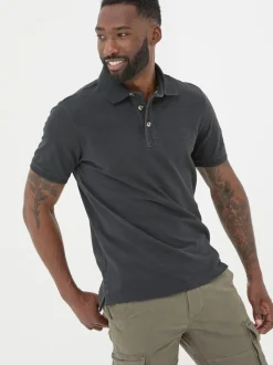 FatFace Black Short Sleeve Pique Polo