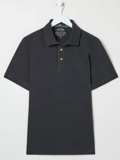 FatFace Black Short Sleeve Pique Polo