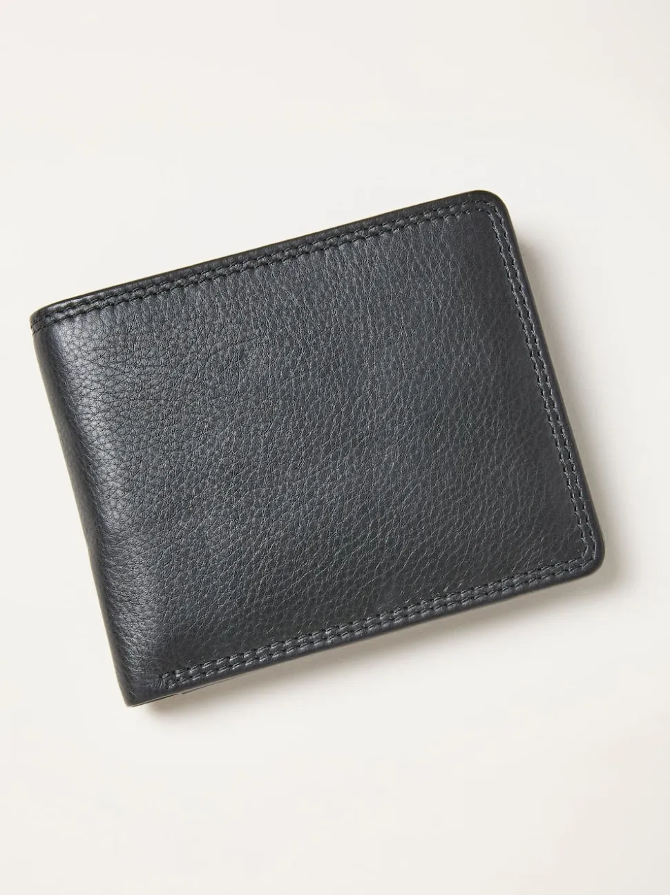 FatFace Black Twin Stitch Leather Wallet