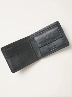FatFace Black Twin Stitch Leather Wallet