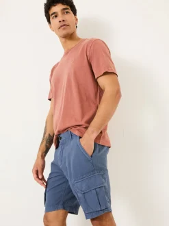 FatFace Blue Cotton Linen Cargo Shorts