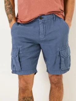 FatFace Blue Cotton Linen Cargo Shorts
