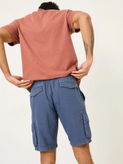 FatFace Blue Cotton Linen Cargo Shorts