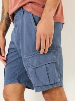 FatFace Blue Cotton Linen Cargo Shorts