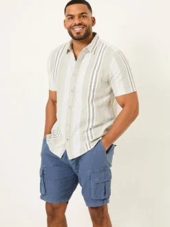 FatFace Blue Cotton Linen Cargo Shorts