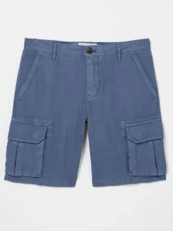 FatFace Blue Cotton Linen Cargo Shorts
