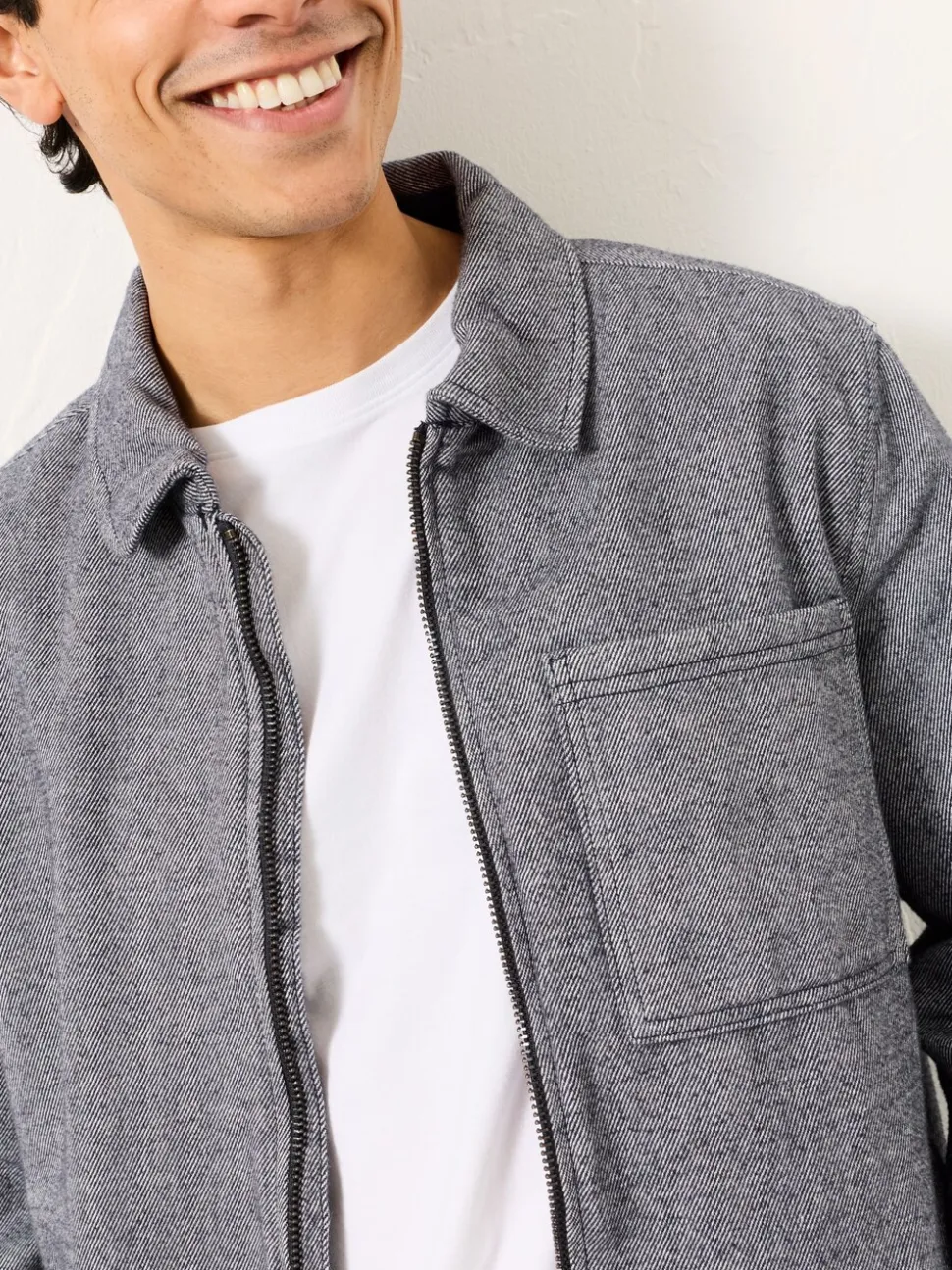 FatFace Blue Denim Zip Through Overshirt