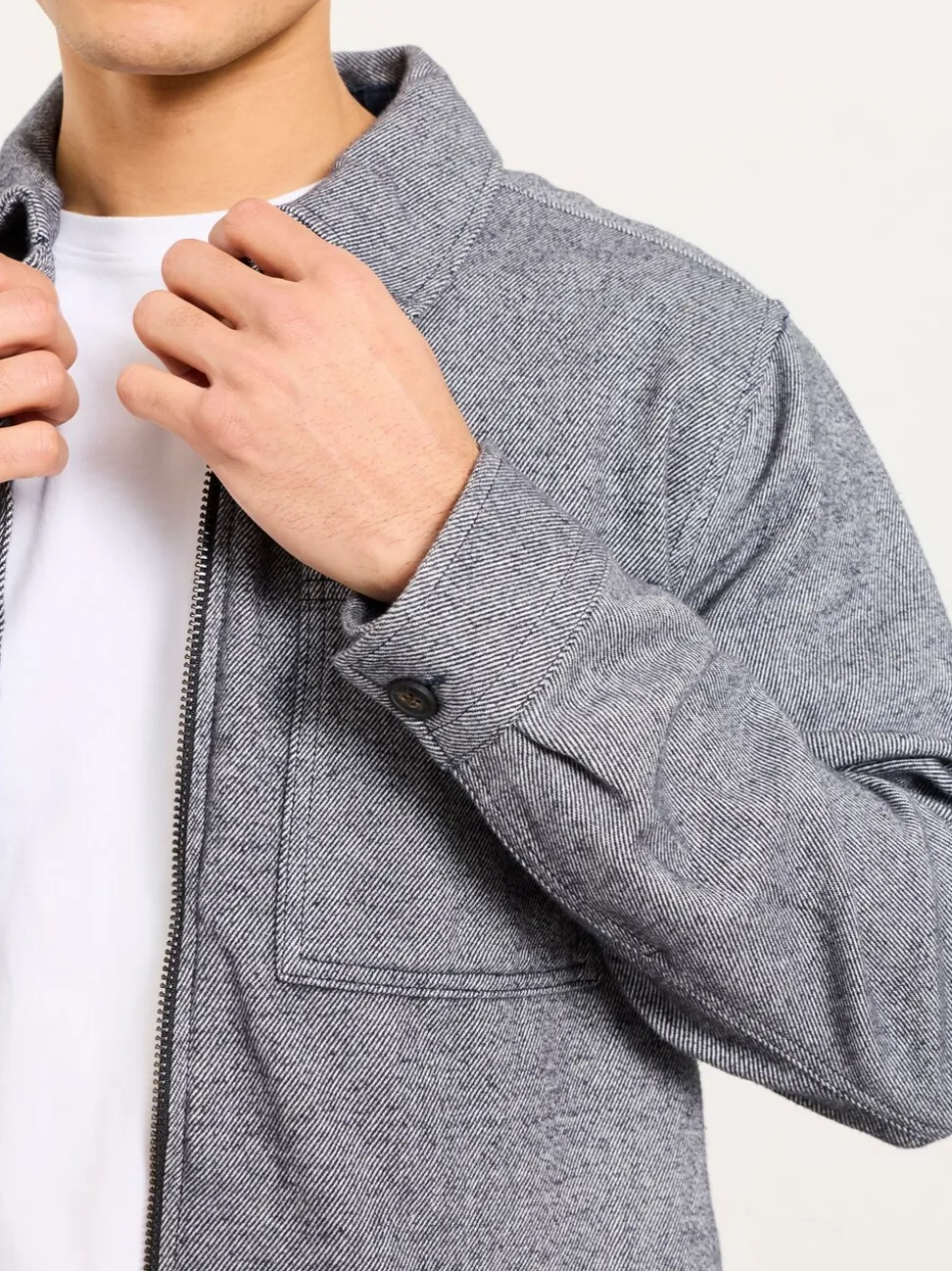 FatFace Blue Denim Zip Through Overshirt
