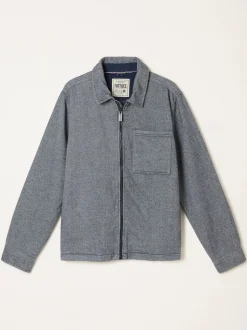 FatFace Blue Denim Zip Through Overshirt