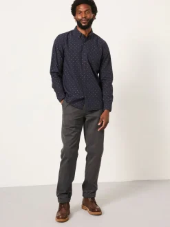 FatFace Blue Long Sleeve Dobby Shirt