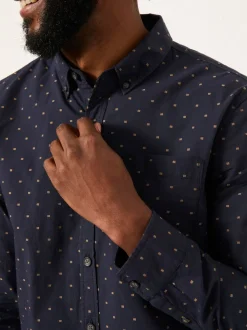 FatFace Blue Long Sleeve Dobby Shirt