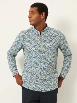 FatFace Blue Long Sleeve Floral Shirt