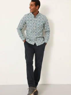 FatFace Blue Long Sleeve Floral Shirt