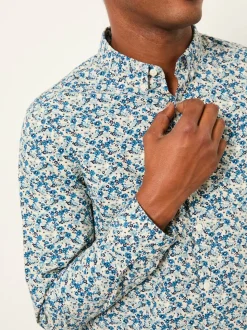 FatFace Blue Long Sleeve Floral Shirt