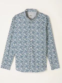 FatFace Blue Long Sleeve Floral Shirt