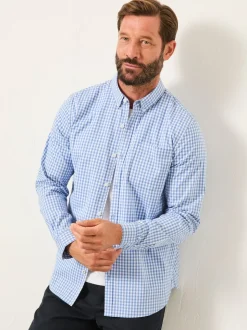 FatFace Blue Long Sleeve Gingham Check Shirt