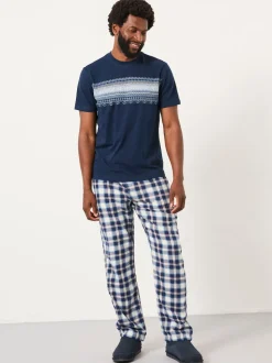 FatFace Boray Light Blue Check Pyjama Bottoms